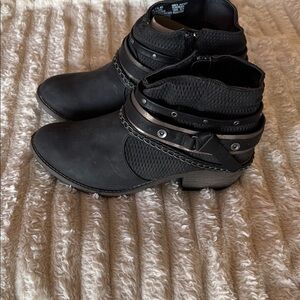 SO Black Ankle Booties with Strap Detail